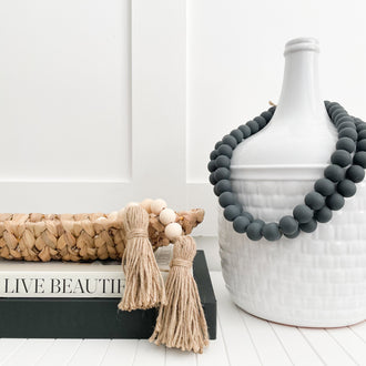 CHARCOAL NAVY WOODEN BEADS