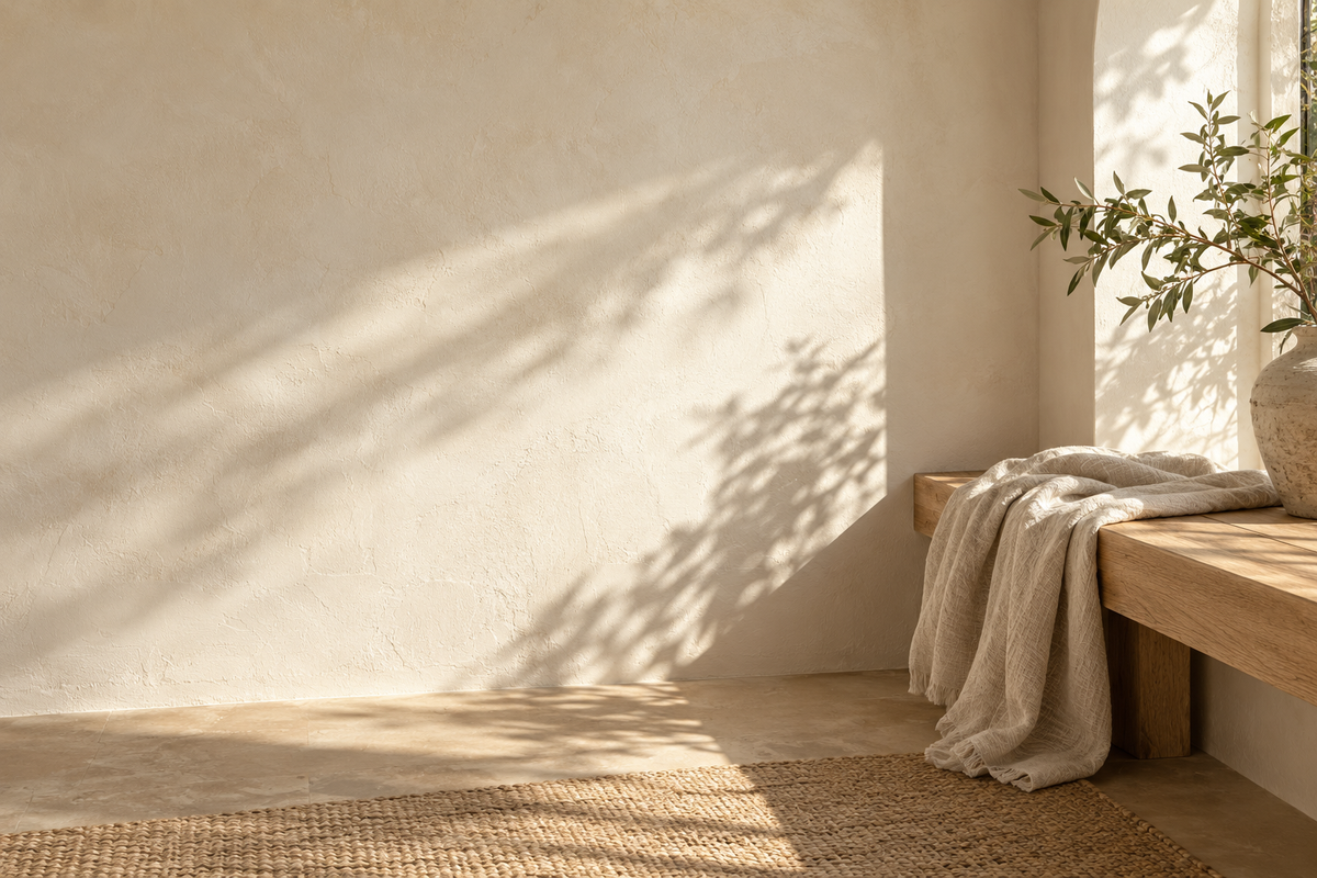 Sunlit oak and linen interior