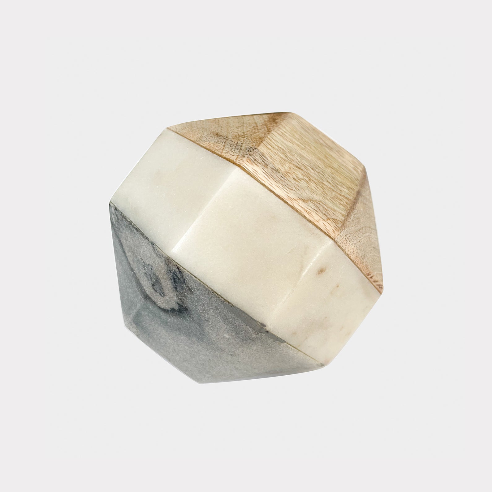 HAYES MARBLE WOOD HEXAGON OBJECT