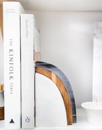 DEMI MARBLE WOOD BOOKEND