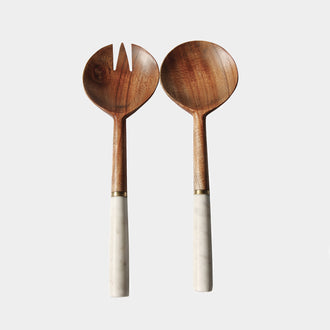 MARBLE AND WOOD SERVER SET - HUNTER & CO.